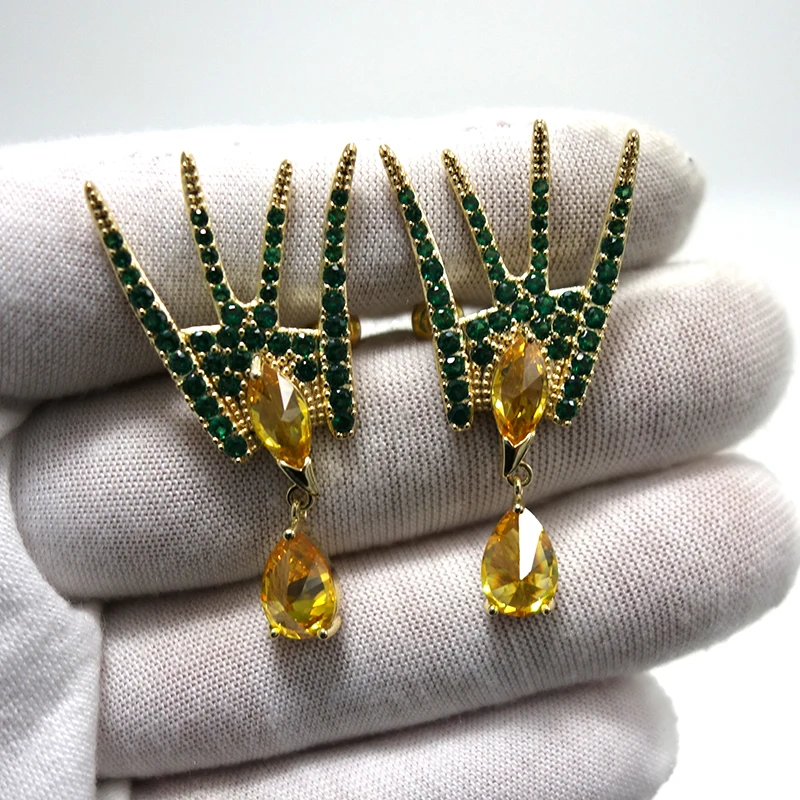 

43mm New Small grass Daily Earring For Women Wedding Party Indian Dubai Bridal Jewelry boucle d'oreille femme Gift