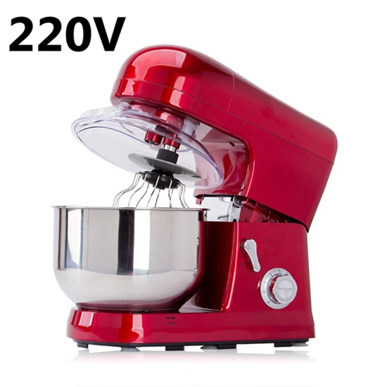 Red 220V JIQI 5L электрическая автоматическая машина шеф-повара 800 Вт миксер для взбивания яиц торт тесто хлеб миксер подставка блендер Коммерческая Кухня 220 В - Цвет: Red 220V