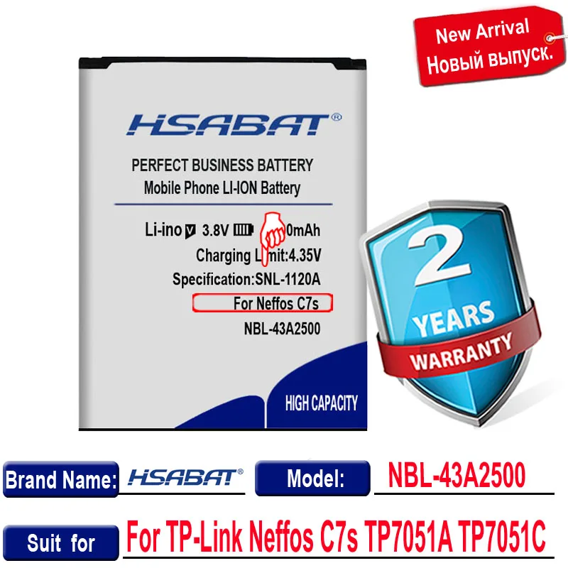 Аккумулятор HSABAT 3500 мА · ч NBL-43A2500 для TP-Link Neffos C7S TP7051A TP7051C | Мобильные телефоны и