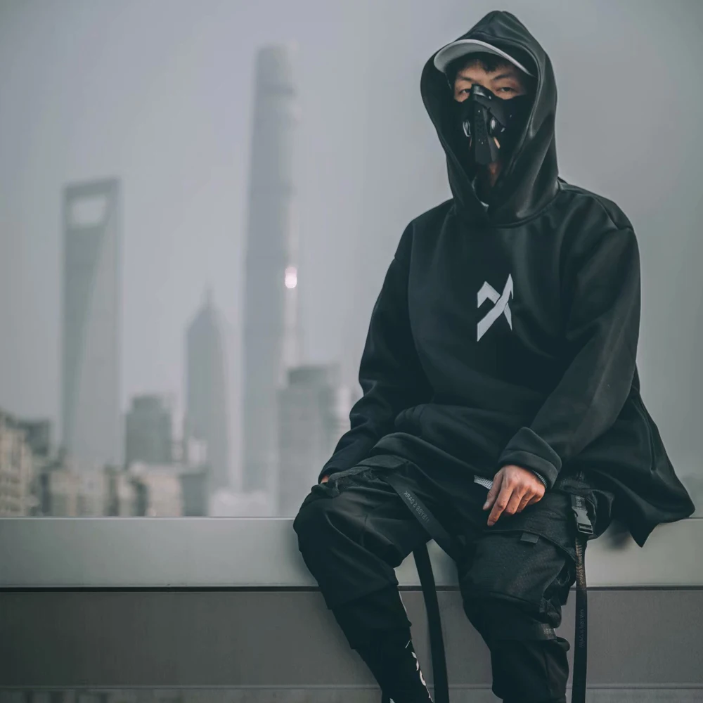 

japanese sweatshirt Mens Oversize Hoodies Long Fleece Cloak Hip Hop Outwear Streetwear Coat Harajuku Style Male Tops