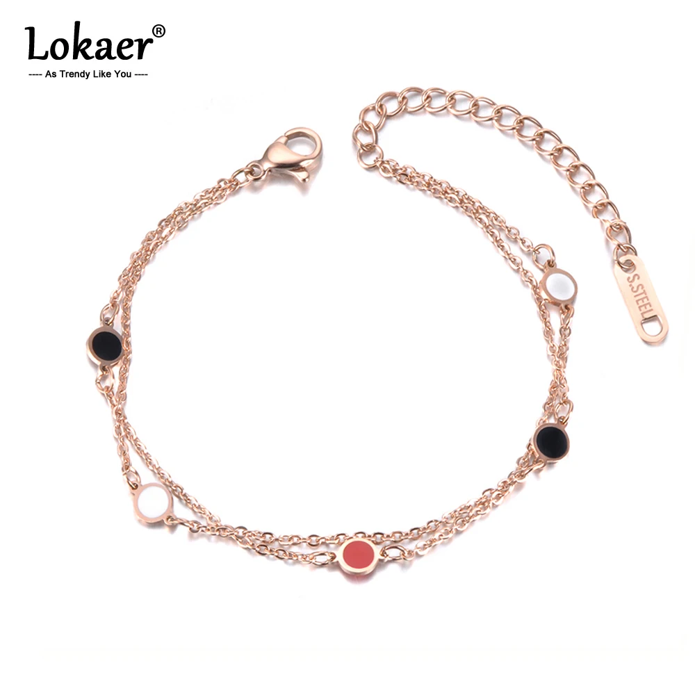 Lokaer богемные черные/красные акриловые браслеты-шармы для женщин из нержавеющей