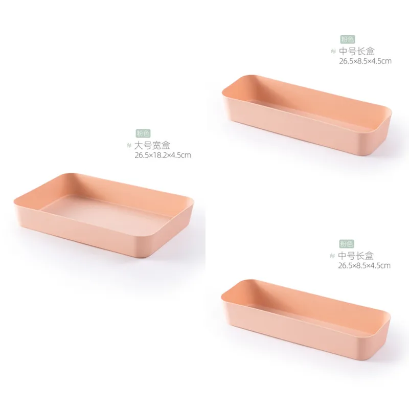 1 L and 2 M pink BNBS пластиковый поднос для сервировки столовых приборов, органайзер для хранения столовых приборов, поднос для доуеров, Кухонные цифровые аксессуары, ящик для косметики - Цвет: 1 L and 2 M pink