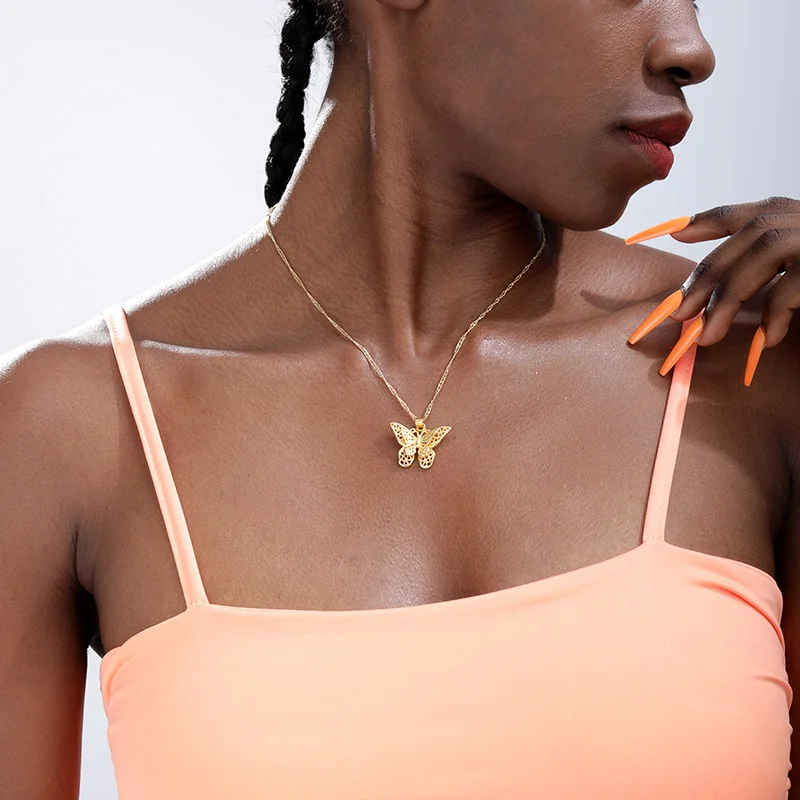 Лучшие продажи маленький кулон в форме бабочки для женщин и девушек золотая
