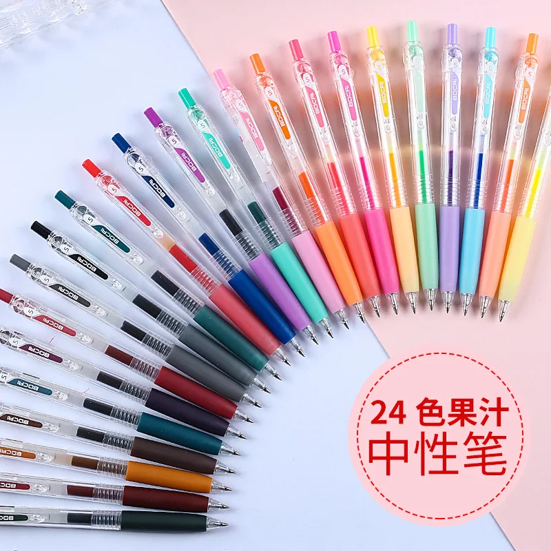 

1pcs Office Supplies 0.5mm Plastic Quick Drying Type Press Gel Pen School Writing Office Student Supplies 24 Colours Ink Pen