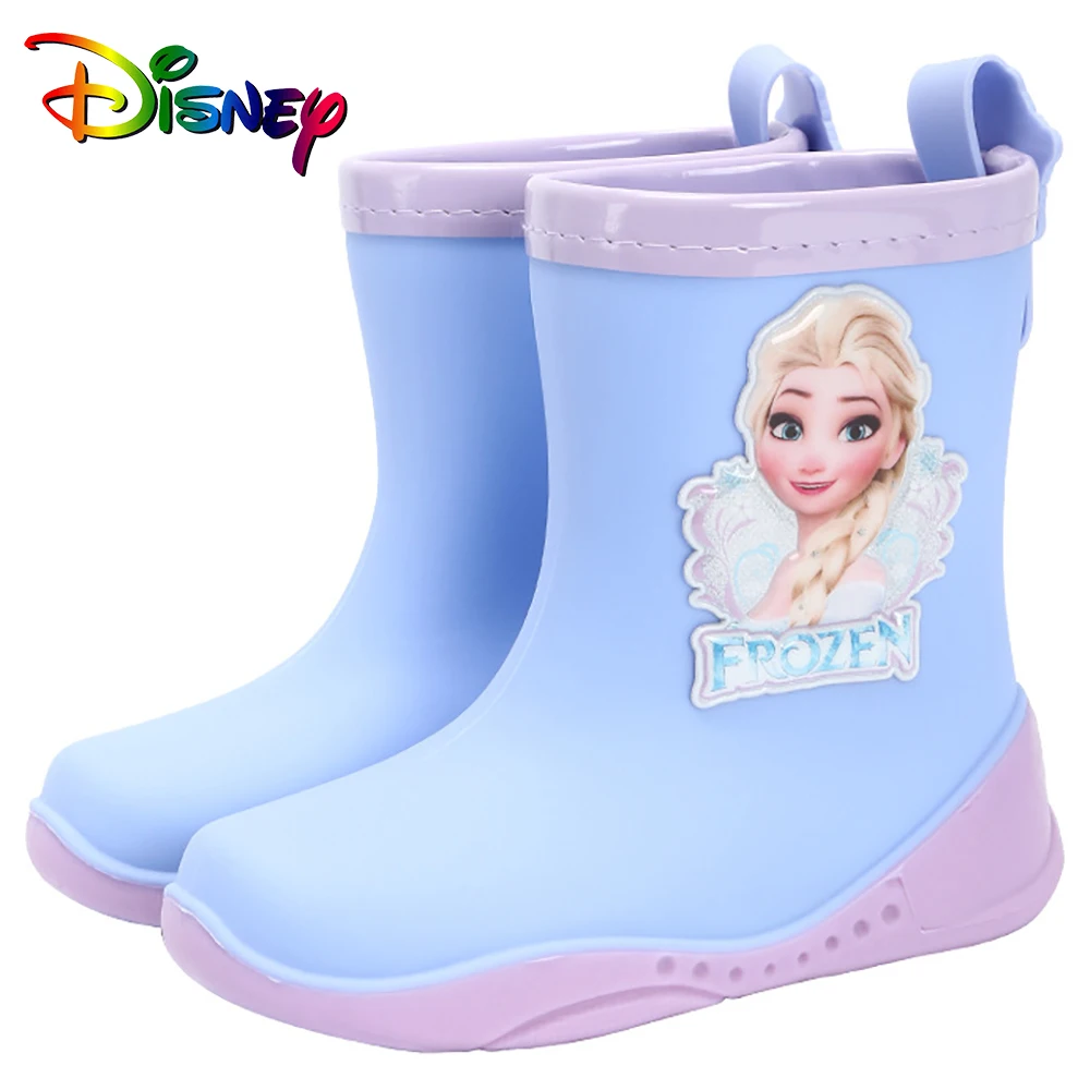 

Disney Girls Cartoon Frozen Princess Elsa Rain Boots Baby Children's Waterproof Light Casual Nonslip Shoes For Kids Four Seasons