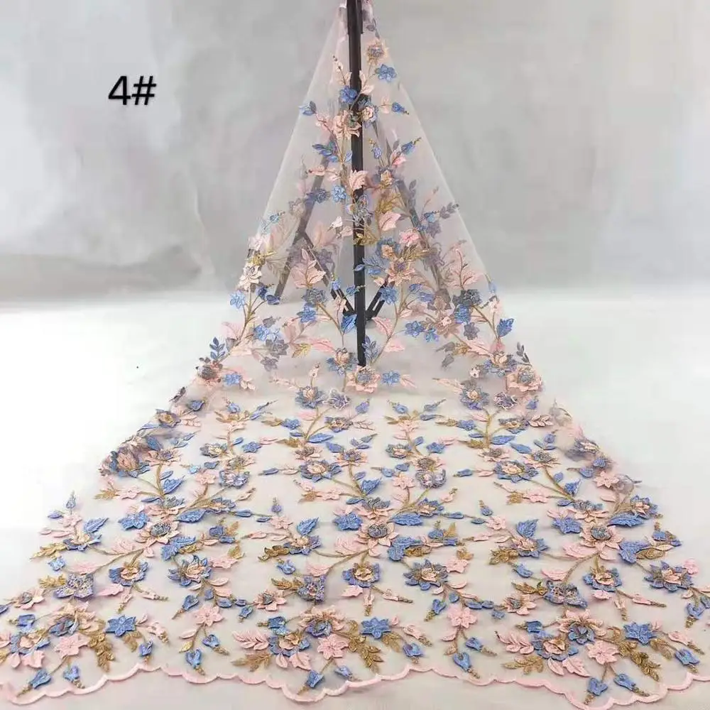 Высокое качество цветок 3D вышивка французская сетка африканская кружевная ткань