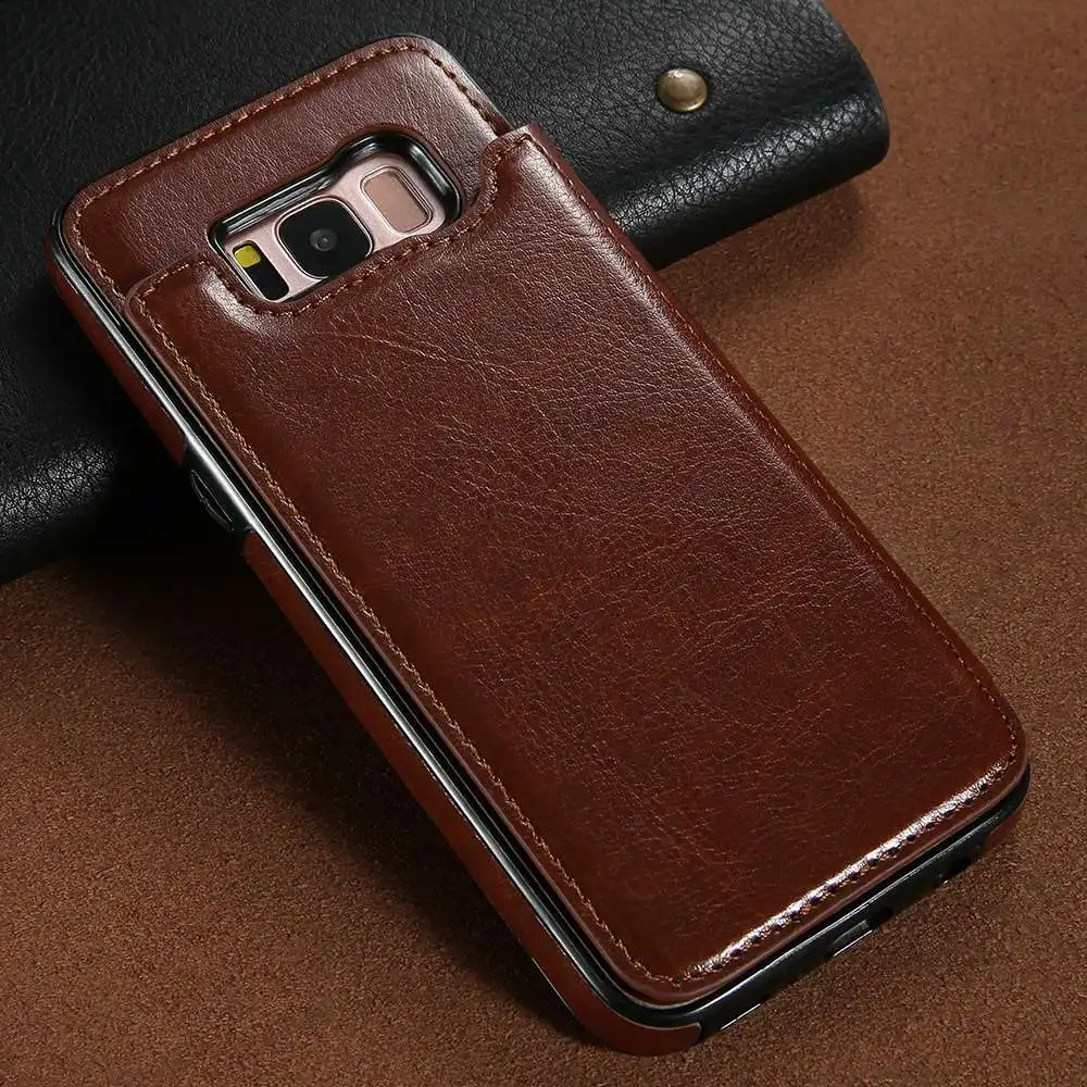 Коричневый Роскошный кожаный чехол в стиле ретро для samsung Galaxy S8 Plus, чехол-книжка с подставкой и отделением для карт, чехол для iPhone samsung Note 10 S10 S9 Plus S7, чехол - Цвет: Коричневый