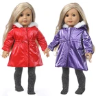 Подходит для кукольной одежды 43 см, комплект из красной куртки и брюк, наряды для кукол для девочек 18 дюймов, фиолетовое зимнее длинное пальто