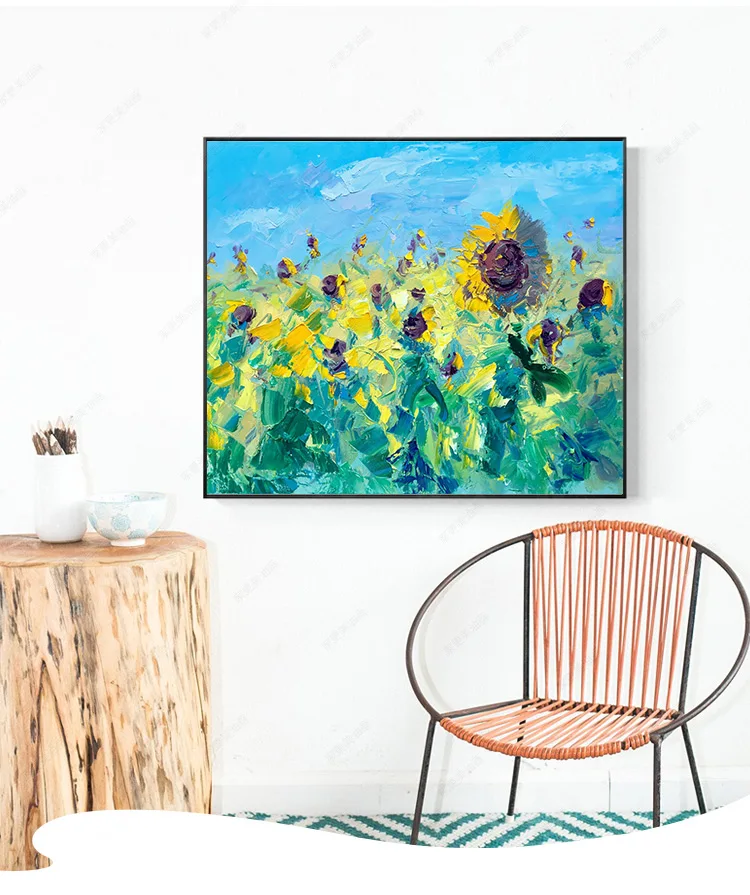 100%Handpainted Abstract Sunflower Oil Paint On Canvas Art Painting Gift Home Decor Living Room Wall Adornment Picture Free | Дом и сад