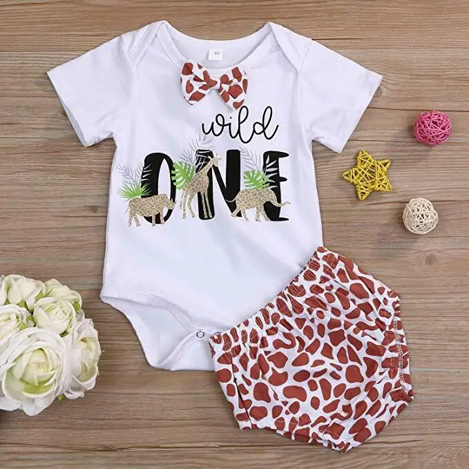 

Один комплект одежды на день рождения, комбинезон для новорожденных девочек, боди, футболка, топ + штаны, летняя одежда, одежда