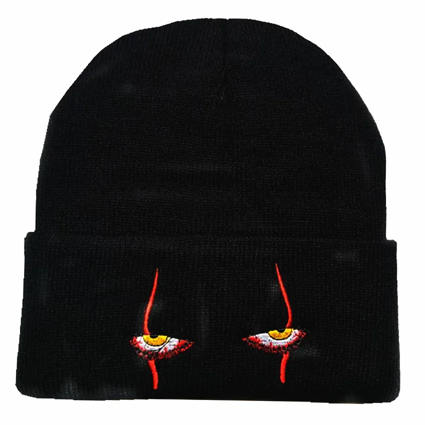 

New Men's Hat Clown Eyes Embroidery Knitted Wool Hat Autumn and Winter Outdoor Windproof and Warm Hip-hop Women's Hat Beanie