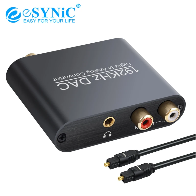 ESYNiC цифро аналоговый аудио конвертер коаксиальный оптический Toslink RCA R/L 3 5 мм