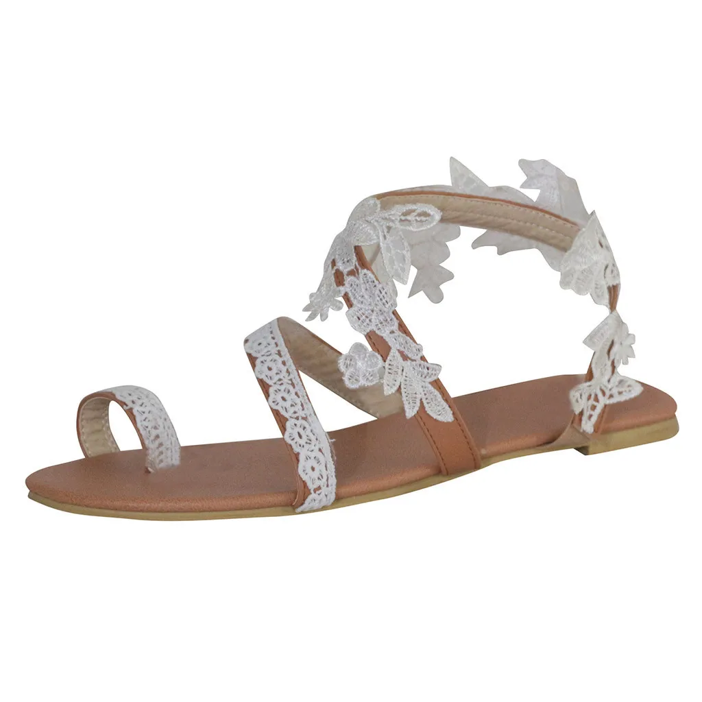 

comemore Summer Women's Sandals 2021 Female Slip-on Flat Shoes Sexy Lace Roman Sandals Sandalias Mujer Sapato Feminino Plus Size
