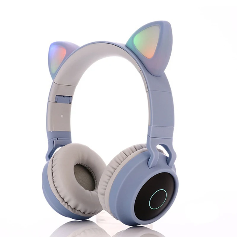Беспроводные розовые наушники с кошачьими ушами Bluetooth 5 0 для девочек 3 цвета