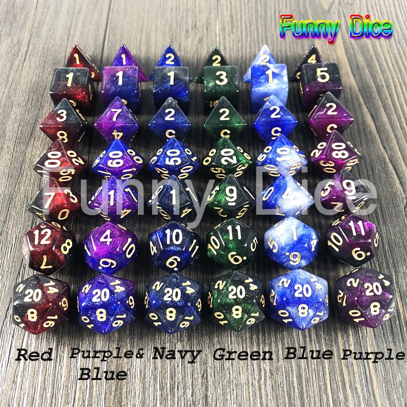 Новинка Блестящий креативный Вселенная Галактика кости 7 шт многогранная игра