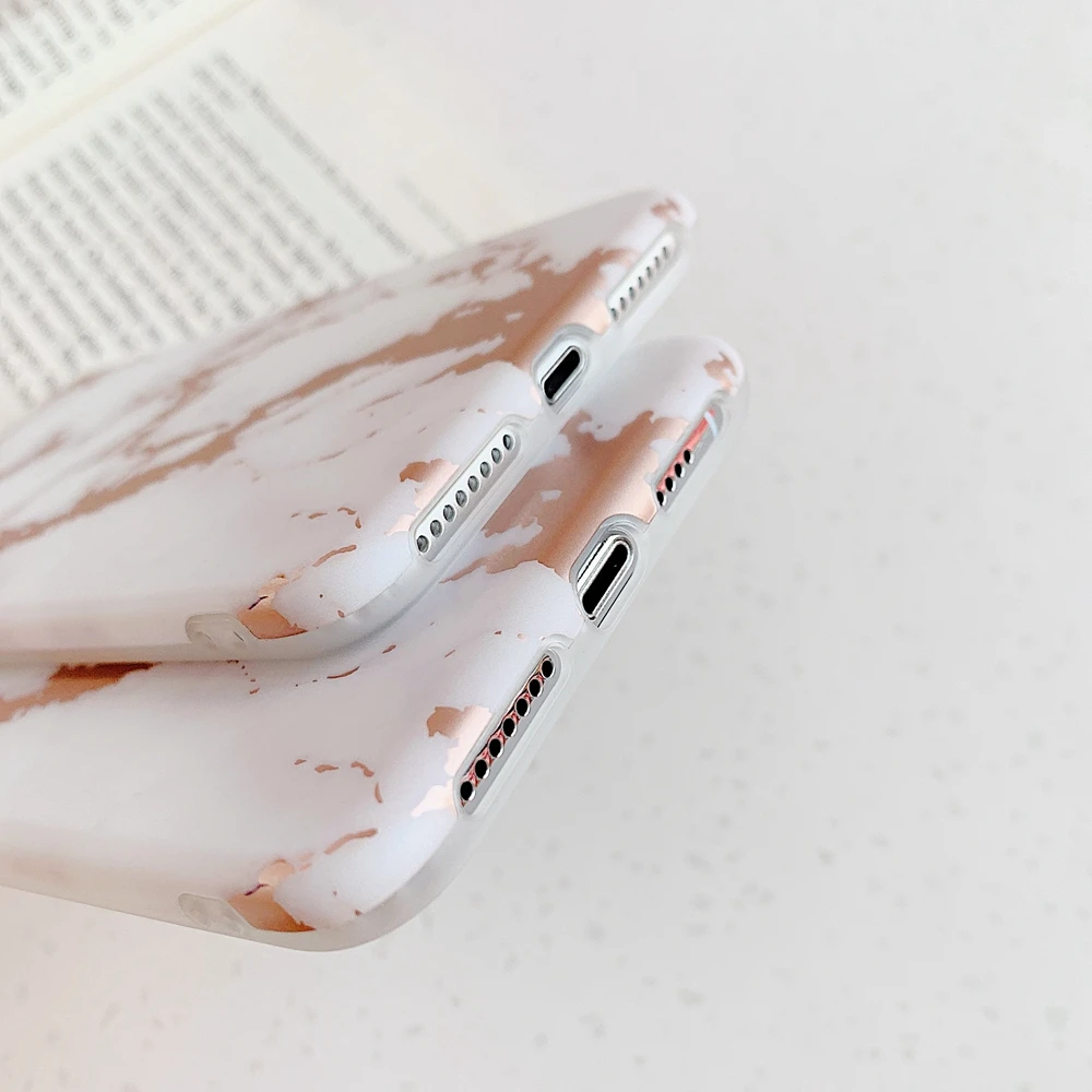 Чехол для iPhone 6 7 8 Plus новый розовый золотой мраморный Мягкий силиконовый чехол X XS