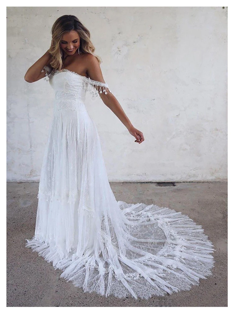

BAZIIINGAAA Simple Wedding Dress Lace Little Beading Strapless Dress Luxury Wedding Gowns Bridal Can Be Washed Bride Dresses