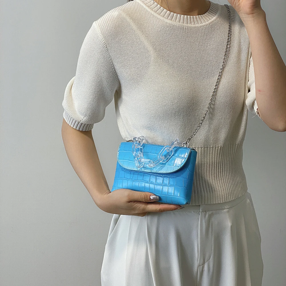 

Simple Versatile Bag Women Mini Purses and Handbags Trend Chain Colorful Pu Leather Shoulder Handbag