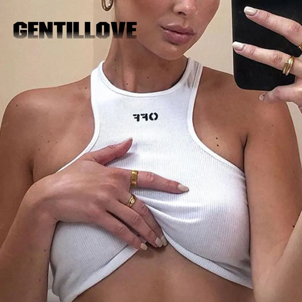 

2021 Summer Sleeveless o Neck Women Short Tank Tops Offer Shoulder Sexy Crop Top Casual Sport High Street Solid Knit Shirt