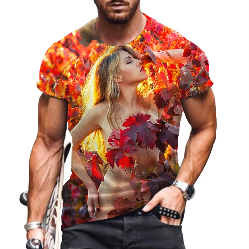 

2021 New Men's Summer 3D Printed T-Shirt Hip-Hop Style Large Size T-Shirt Cross Style Short Sleeve Clothing