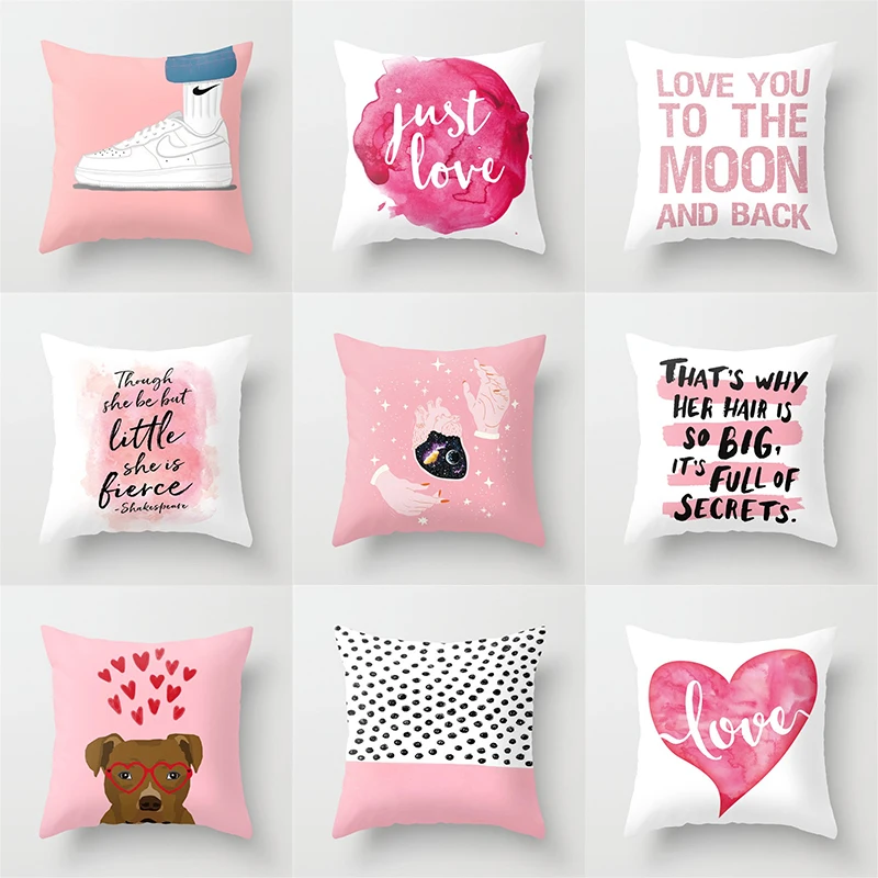 Розовый принт декоративный чехол для подушки с надписью маленьких декоративная