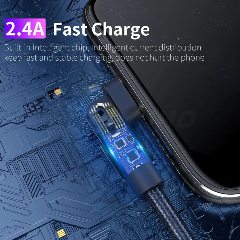 Кабель для быстрой зарядки Suntaiho с поворотом на 180 градусов iPhone 12 11 Pro Max XR XS X 8 7 6s 6 Plus