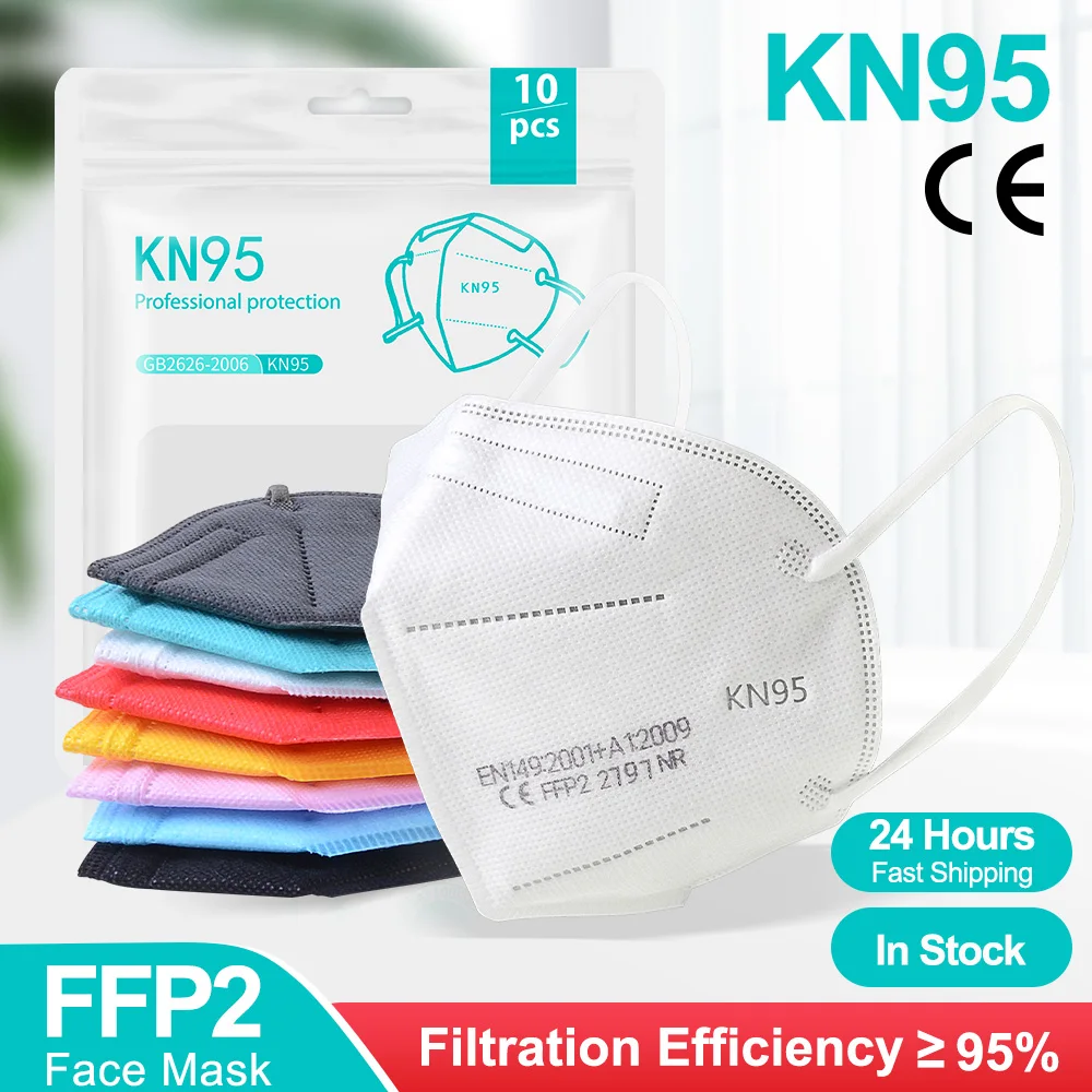 

5-200PCS 5 Layers FFP2 MASK Adult KN95 Fabric Masks Respirator Filter Protective Facial Mascarillas CE FFP3 FFP2MASK Masque