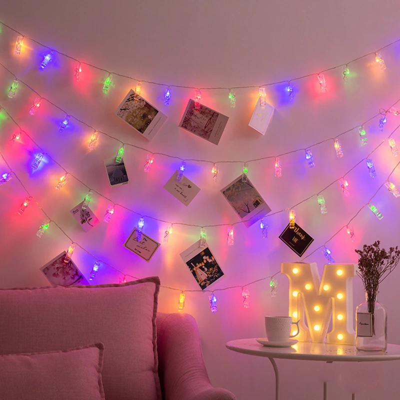 Мерцающий зажим для фото светодиодный гирлянда USB лампа на День святого