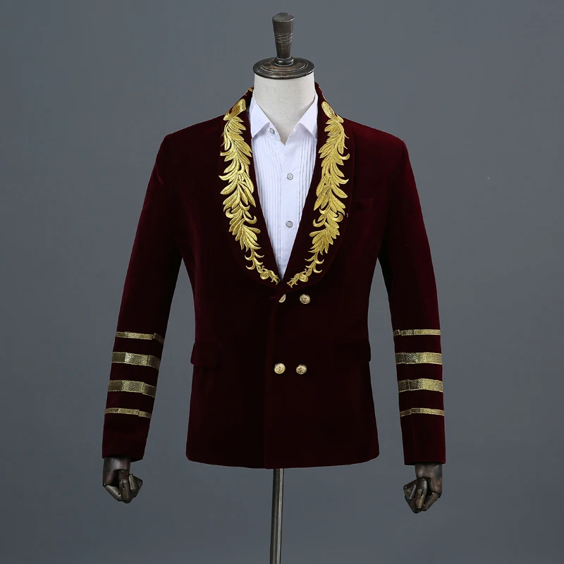 Мужская повседневная двубортная куртка черная золотистая с отложным воротником