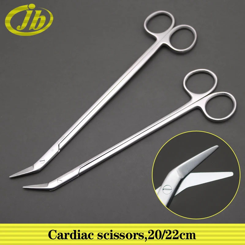 Cardiac scissors stainless steel 20/22cm surgical operating instrument head tilt at 30 degrees sharp tissue scissors