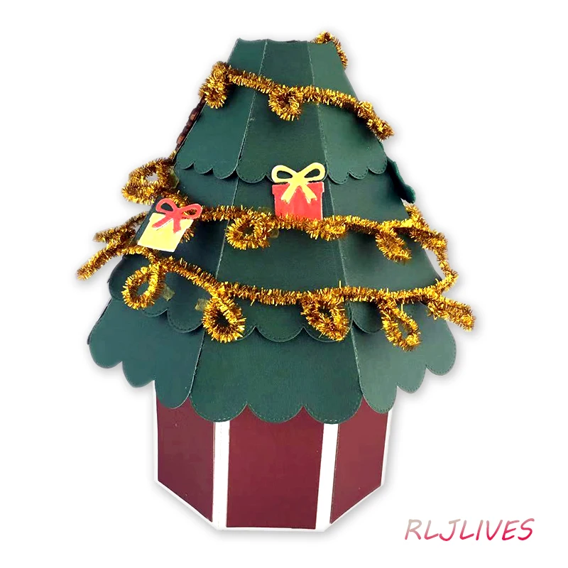 Рождественская елка тканевая коробка металлическая прорезной трафарет для