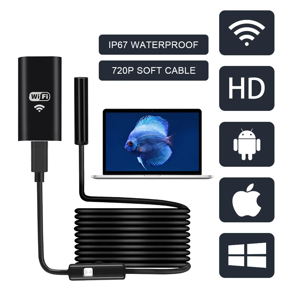 Беспроводной Эндоскоп Fuers 1200P Wi-Fi IP67 USB | Безопасность и защита