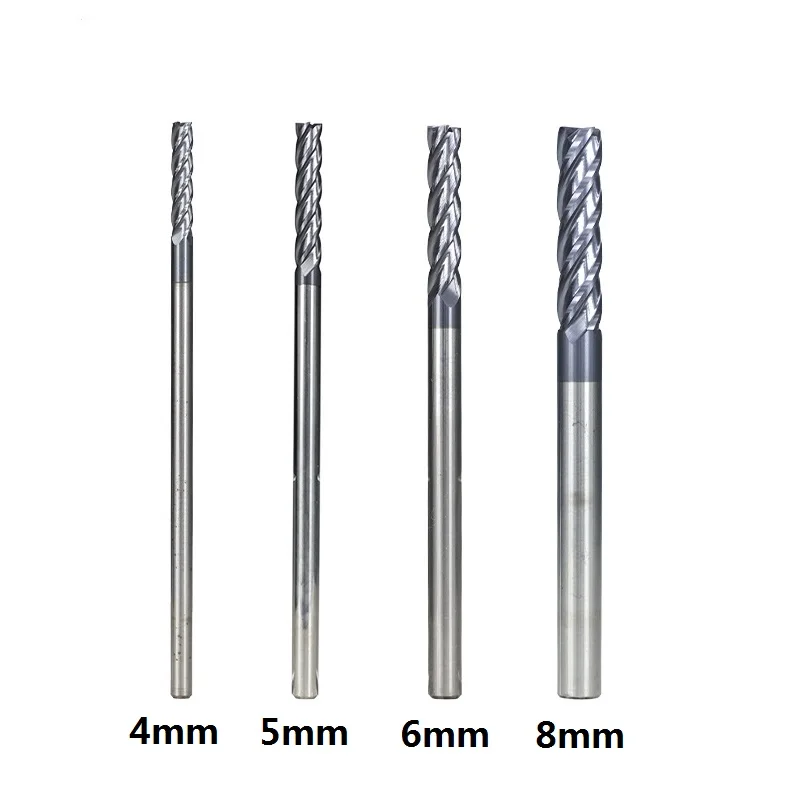 Carbide End Mill 100mm 4 Flute Milling Cutter Long Diameter 4/5/6/8mm CNC Machine Tools HRC 50 Spiral Mills | Инструменты