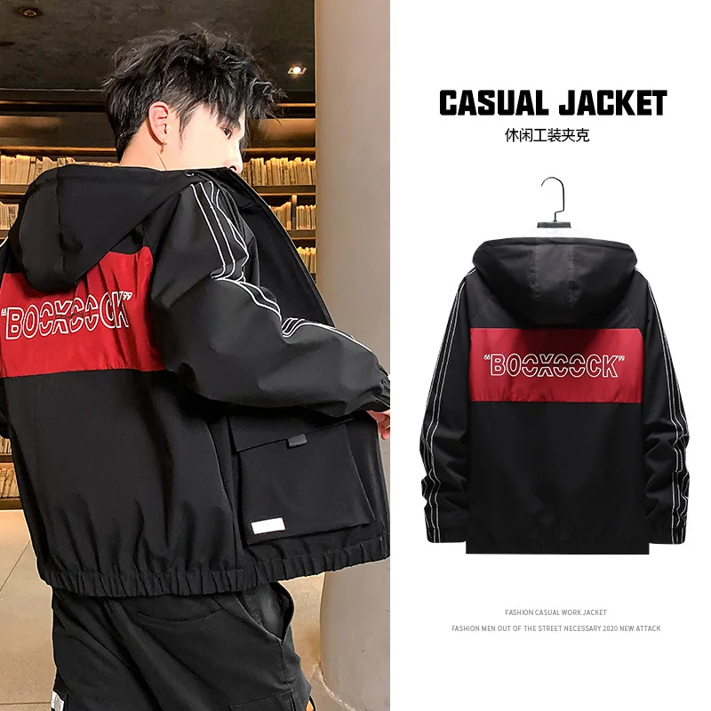 

2021 Spring & Autumn New Korean Arrival Casual All-match Plus Size Loose Jacket Trendy Fashion Men Hooded Overalls Free Shipping