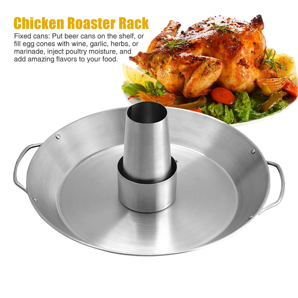 

Grill Smoker Home Chicken Roaster Rack Barbecue Portable Oven Easy Clean Round Beer Can Ergonomic Handle Stainless Steel Outdoor