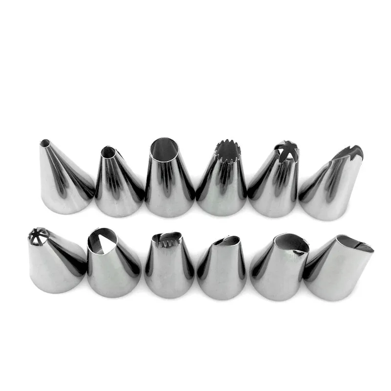 

14pcs Silicone Icing Piping Cream Pastry Bag + 12 PC Stainless Steel Nozzle Pastry Tips Converter DIY Cake Decorating Tools