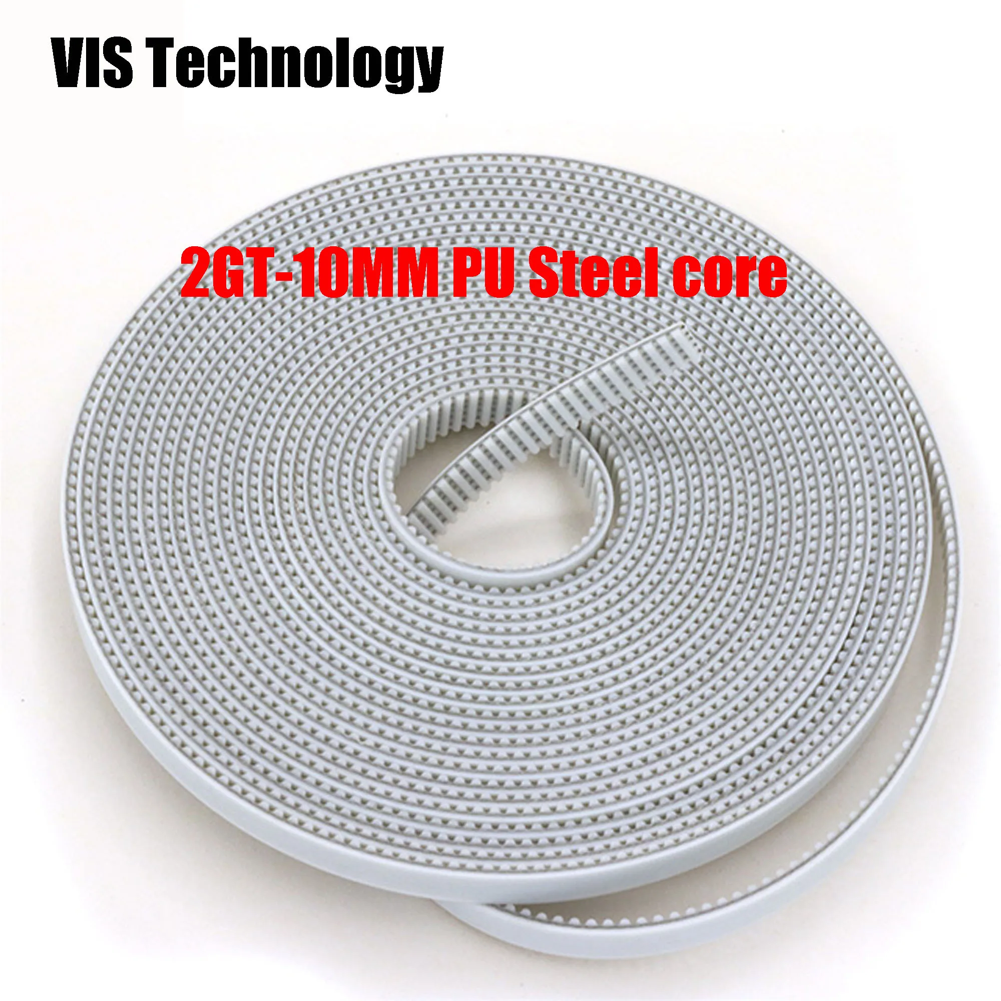 Ремень ГРМ с открытым стальным сердечником ПУ кожа ширина 10 мм 2 Гт белый цвет для