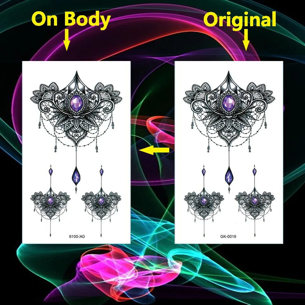 Временные татуировки наклейки для боди арта мандала драгоценный камень