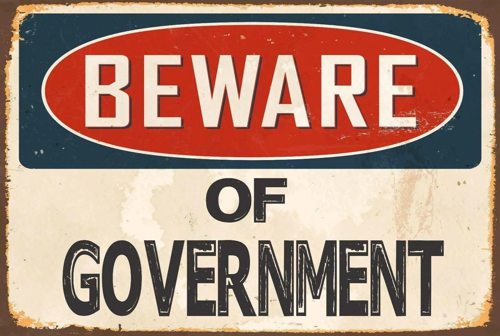 

Vintage Style Metal Tin SignBeware of Government Warning Theme Props Wall Decoration Poster Home Bar Restaurant Garage Cafe Art
