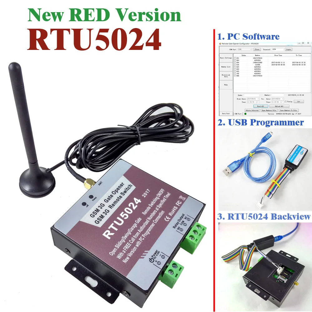 

Пульт дистанционного управления RTU5024 gsm, gsm переключатель для открывания ворот, USB, программатор для ПК и программное обеспечение в комплекте...