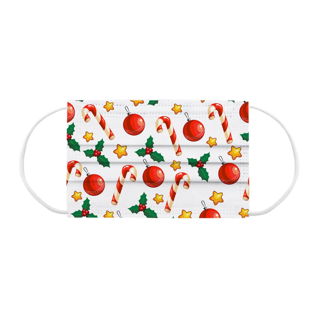 

50PC Children Christmas Print Mask Disposable Face Mask Good Quality Non Woven 3 Layer Ply Mascarillas Design Masques*