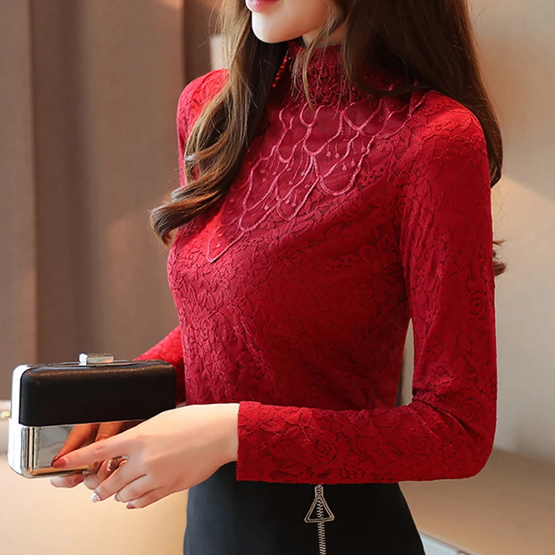 Новинка 2021 кружевные рубашки с длинным рукавом женские осенние блузки женская