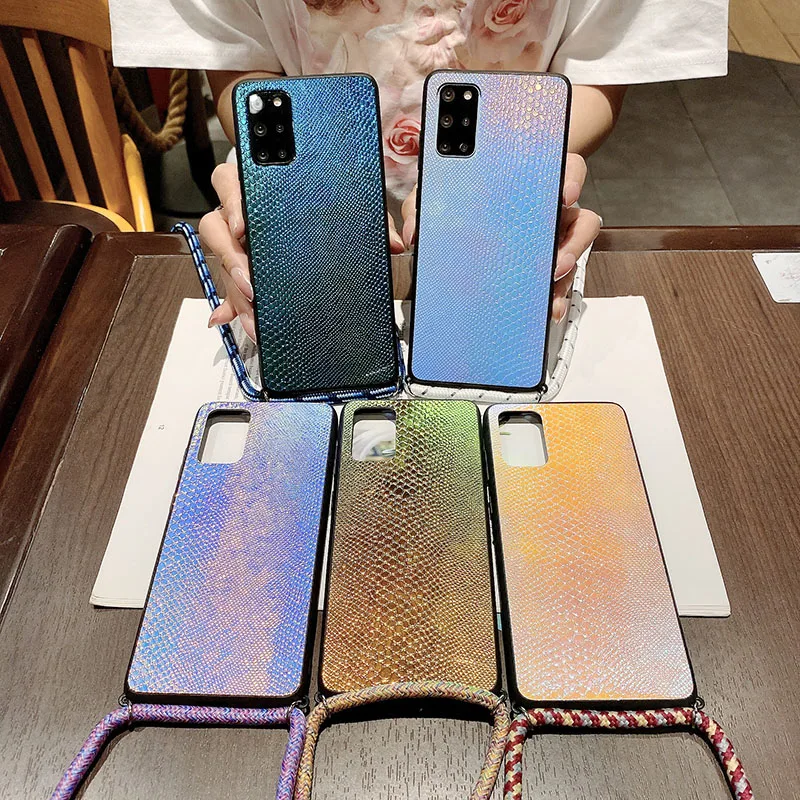 

Strap Case For Samsung Galaxy A52 A32 A72 5G A51 A71 A70 A12 M51 M31S A42 A21S Necklace Lanyard Crossbody Snake Silicone Cover