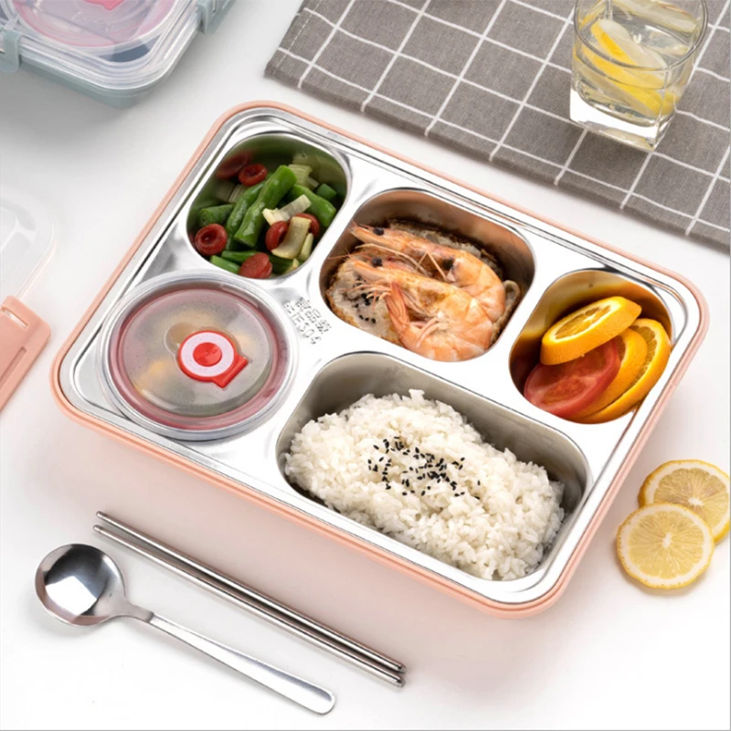 

304 Stainless Steel Insulated Lunch Box Portable boxes Five/four-Inner container Student School Multi-Layer Heat preservation