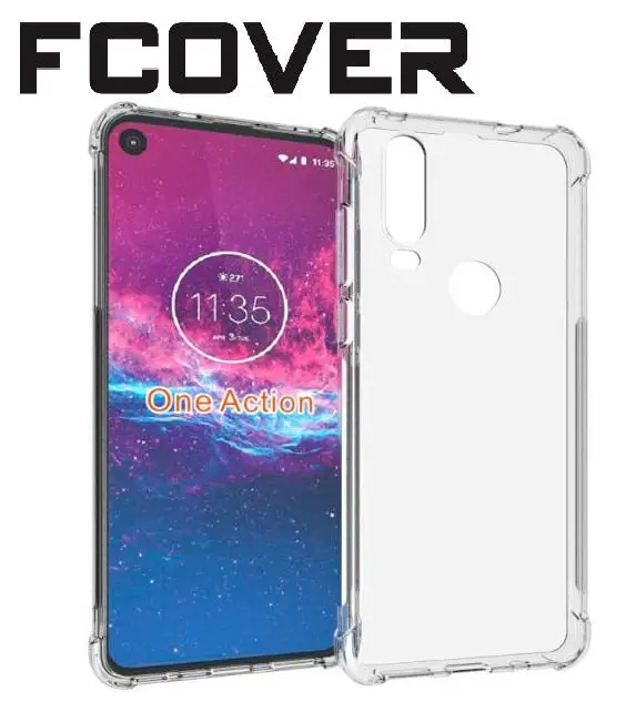 Чехол для Motorola One Action + закаленное стекло прозрачный мягкий чехол из ТПУ и