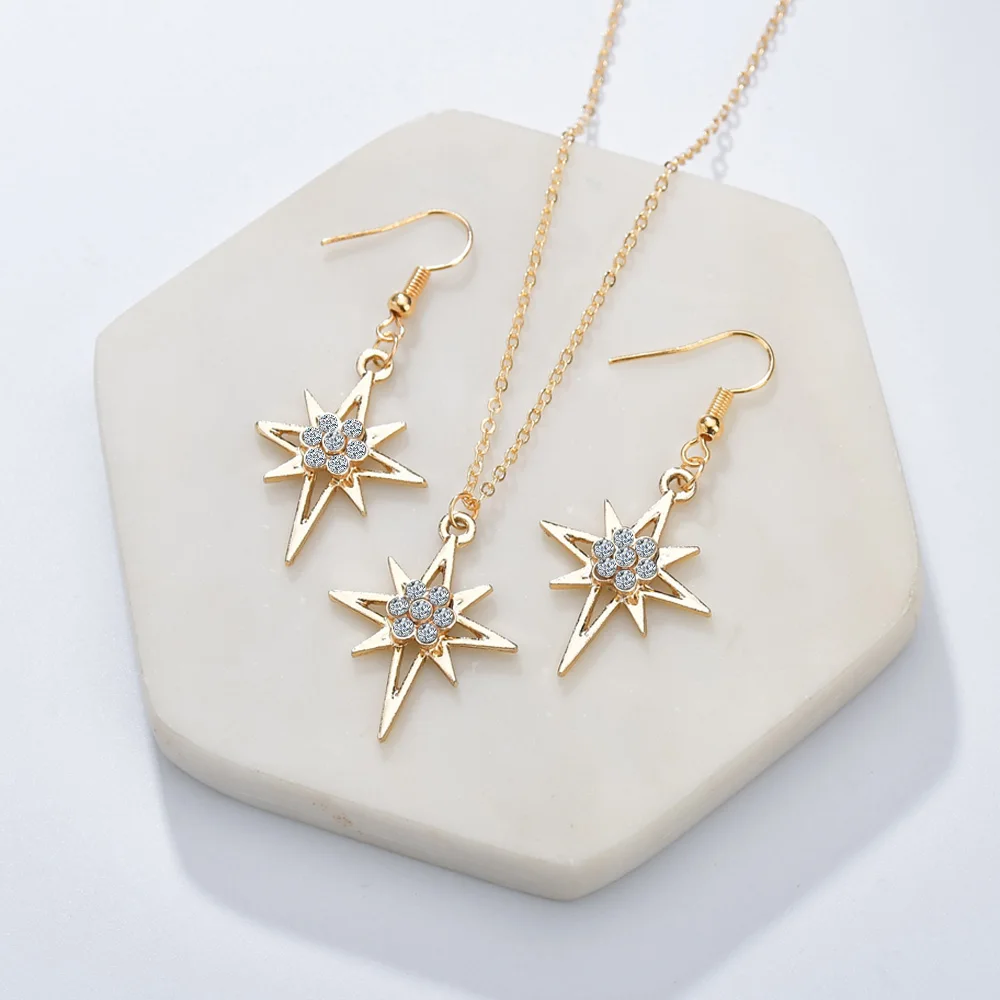 Уникальный дизайн золотой цвет женские модные серьги и ожерелье наборы красивая