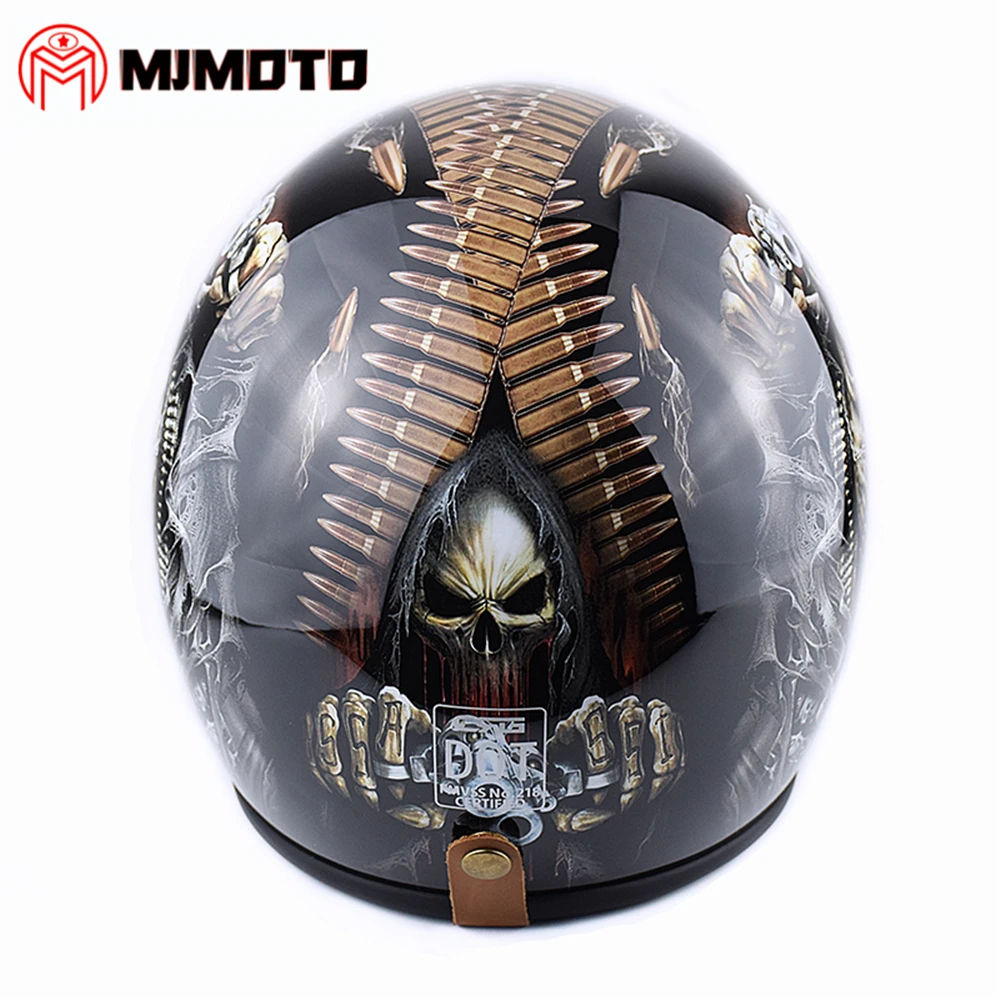 Винтажный мотоциклетный шлем MJMOTO 3/4 из стекловолокна для мотоциклистов