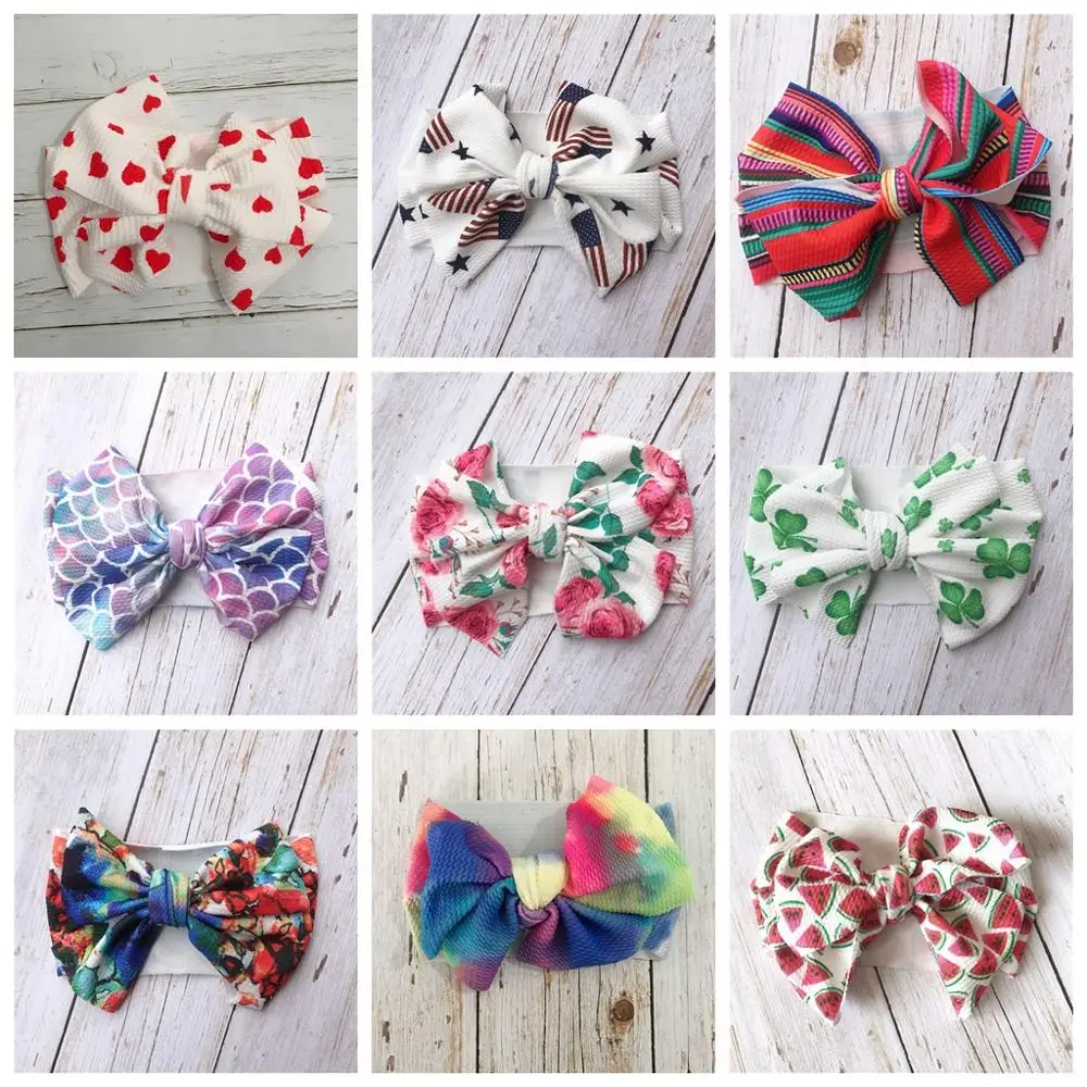 Повязка на голову с большим бантиком и галстуком бабочкой для девочек 4 июля