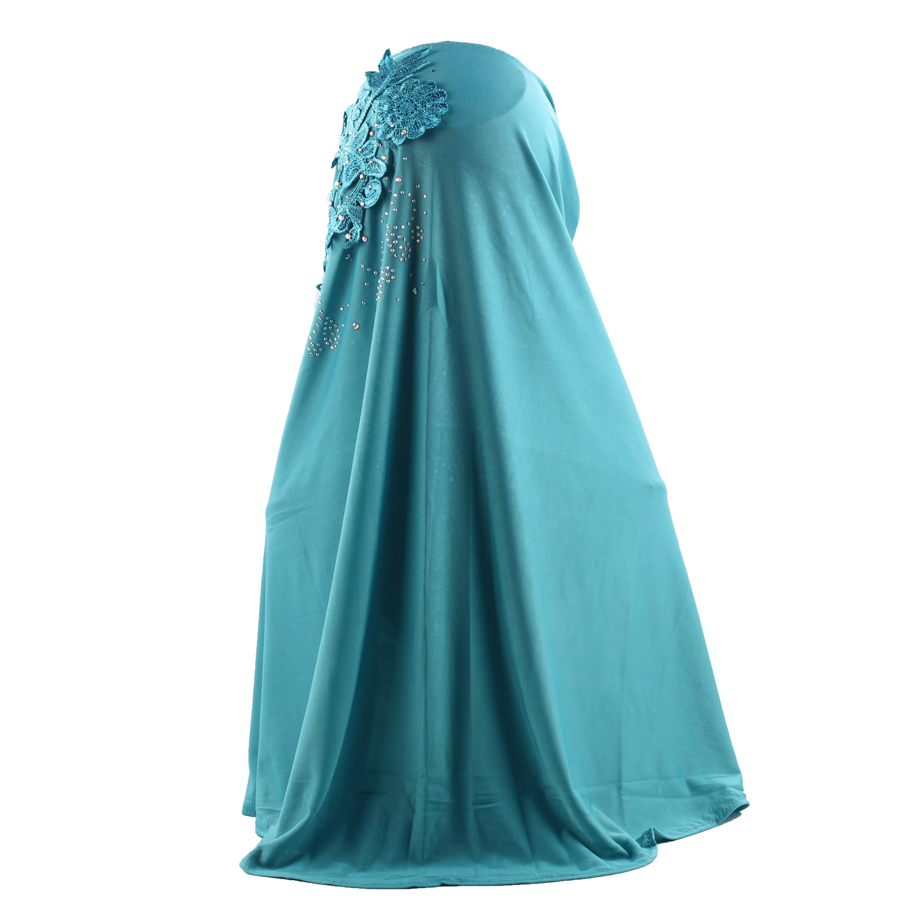 Мусульманские женщины хиджаб для девочки Красивая вышивка цветочный узор алмаз