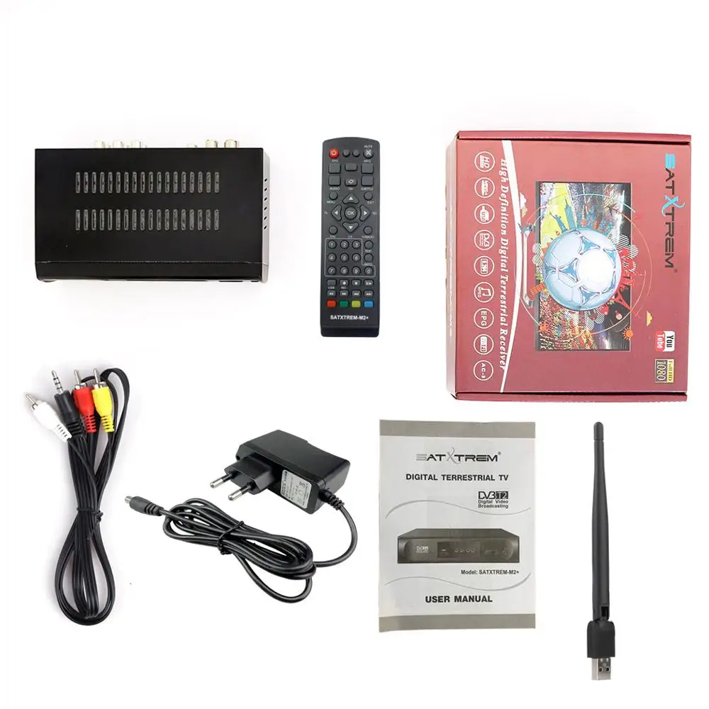 Satxtrem M2 Plus DVB-T2/DVB-T ТВ-тюнер HD DVB T2 USB Wifi приемник цифрового ТВ DVBT2 Vga Smart tv Box поддержка AC3 аудио PVR EPG - Color: With USB Wifi